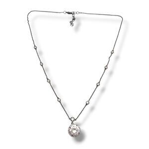 Joan Boyce Black Gunmetal Solitaire Pendant Dainty Necklace Y2K Minimalist Goth